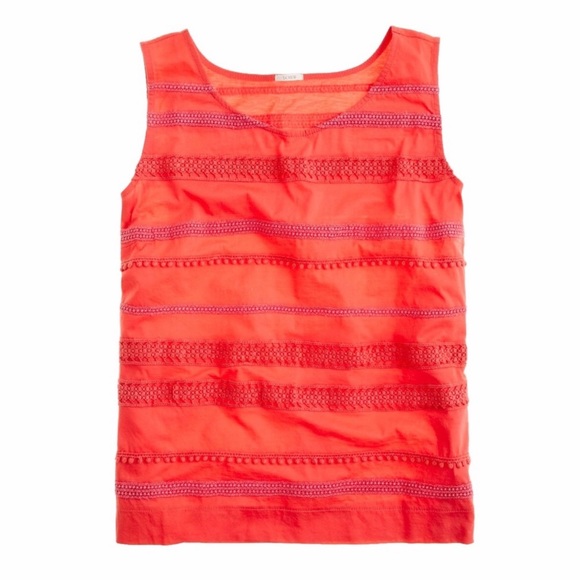 J.Crew | XS | Orange Tank Lace-Stripe Shell - Picture 2 of 5